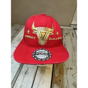 Chicago Bulls Basketball STREET BULLIES Snapback Hat HUGE CLOTHING CO Red
